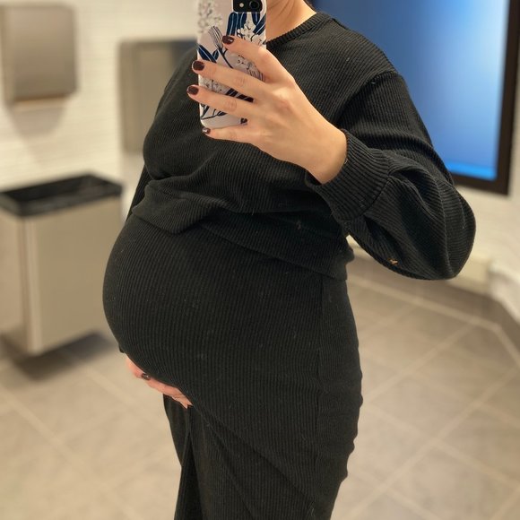 Black knit Maternity cropped sweater and skirt set Isabel Maternity Size M - Picture 3 of 4